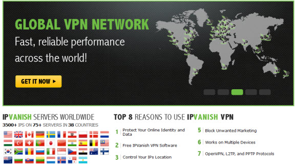 IPVanish in 38 countries