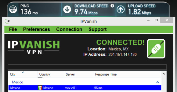 IPVanish server in Mexico