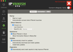 IPVanish Mac client general settings